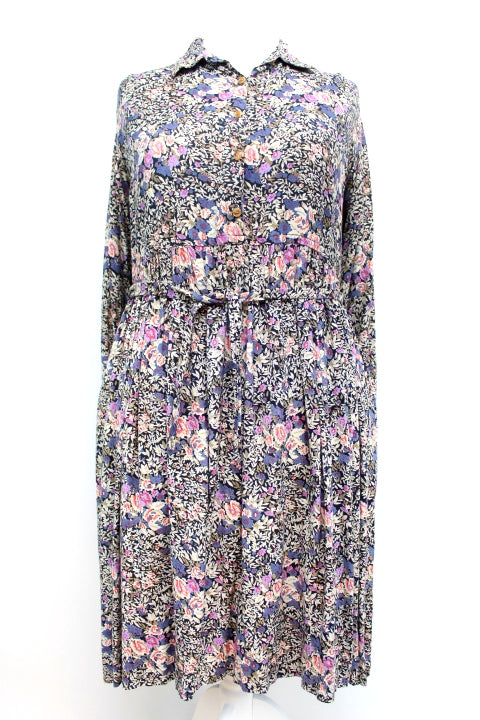 Robe fleurie manches longues PAYELLE taille 46-48 - seconde main - friperie