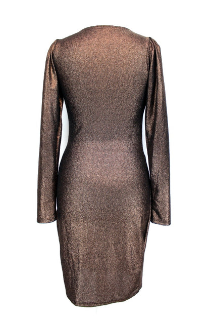 Robe marron-doré taille élastiquée Kiabi taille 34
