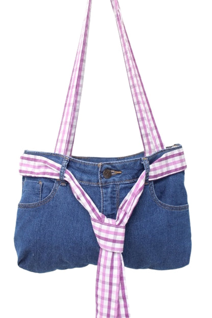 Sac à main en jeans avec 4 poches extérieures - Fait main - Friperie en ligne