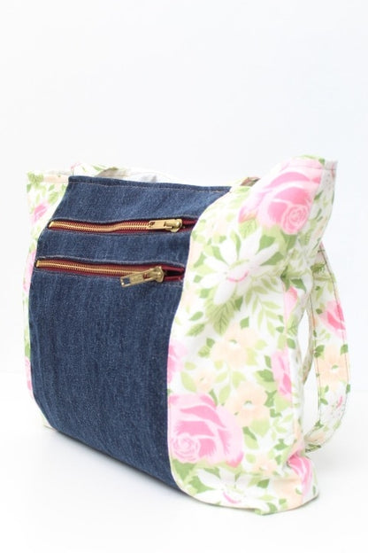 Sac à main original fait main &#8211; Sac à motifs floraux en jean (6)