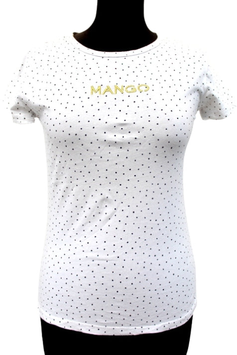 T-shirt à pois MANGO taille S - seconde main - friperie