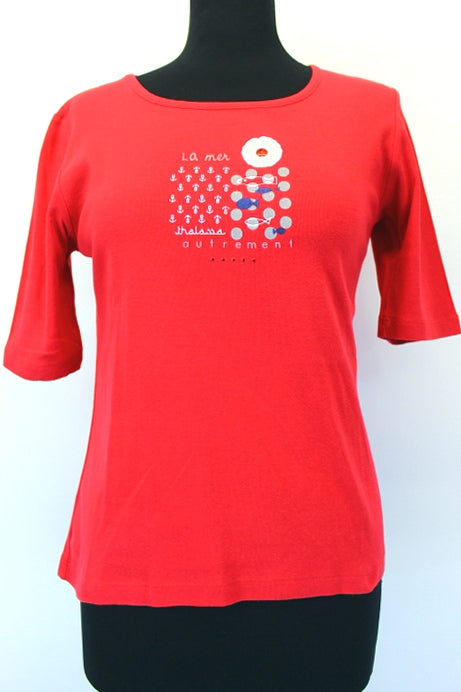 Tee-shirt coton rouge Thalassa taille 36