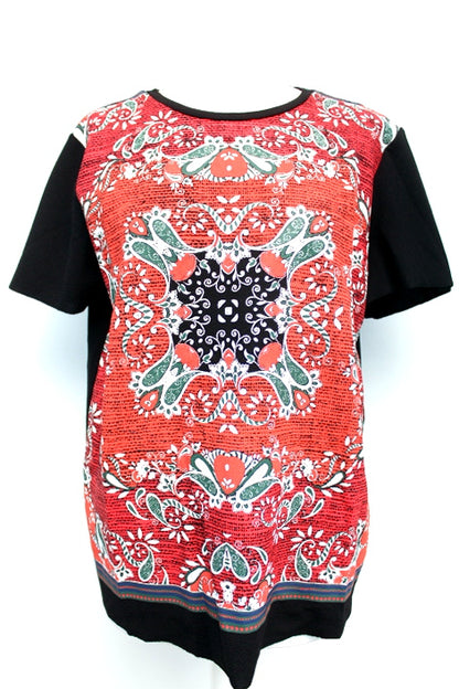 Tee-shirt motif bariolé Zara Basic taille L - friperie femmes, vêtements d'occasion, seconde main