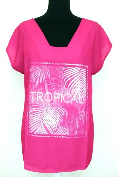 Tee shirt rose à motifs CAMAIEU taille M - orléans - friperie