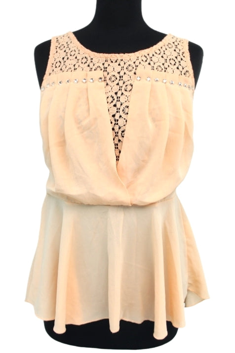 Top avec strass et dentelle Drôle de Copine taille M-L - friperie femmes, vêtements d'occasion, seconde main