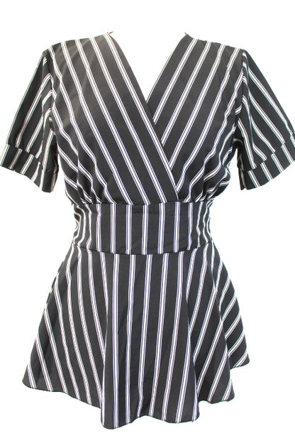 Top cache-cœur à rayures NEW COLLECTION taille 40 - seconde main - friperie