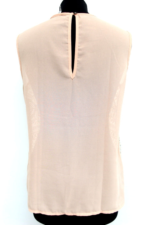 Top transparent en guipure brodé MNJ Taille 38/40 - Vêtement de seconde main - Friperie en ligne