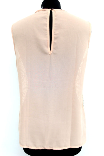 Top transparent en guipure brodé MNJ Taille 38/40 - Vêtement de seconde main - Friperie en ligne