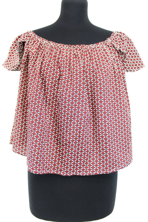 Top évasé à losanges - Col élastique - JENNYFER - Taille S - Friperie - Seconde main