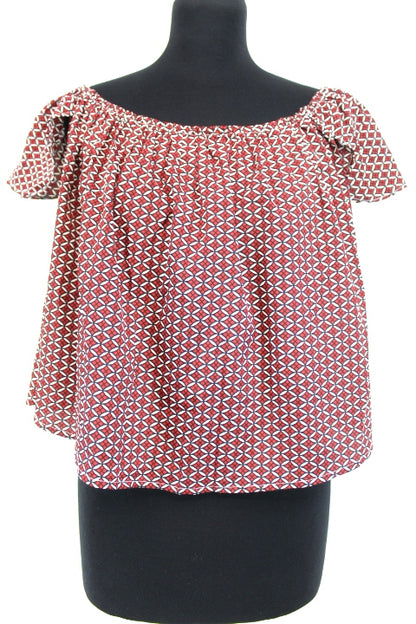 Top évasé à losanges - Col élastique - JENNYFER - Taille S - Friperie - Seconde main