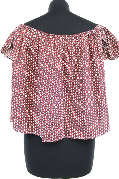 Top évasé à losanges - Col élastique - JENNYFER - Taille S - Friperie - Seconde main