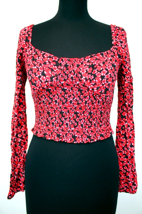 Top fleuri et smocké JENNYFER taille S - Vêtement de seconde main - Friperie en ligne