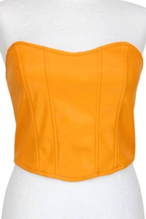 Top orange simili cuir AMISU taille L