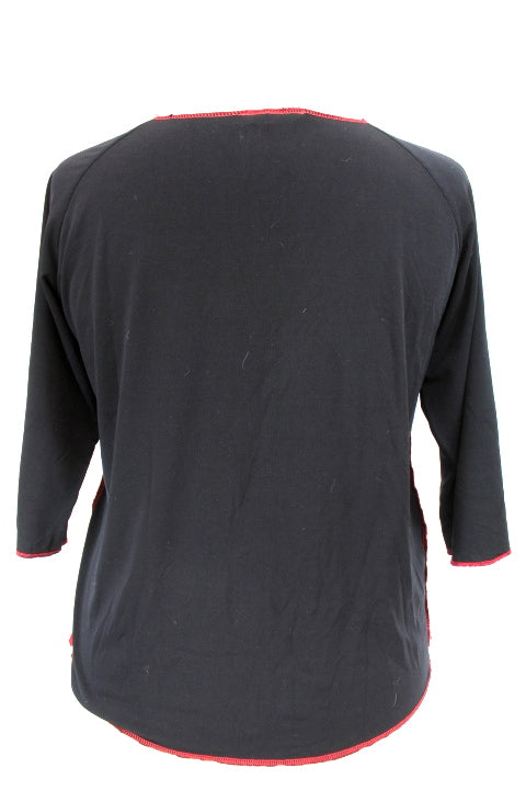 Top original - Motifs lèvres - Fermeture éclaire diagonale - FASHION PLUS - Taille XL - Friperie - Seconde main