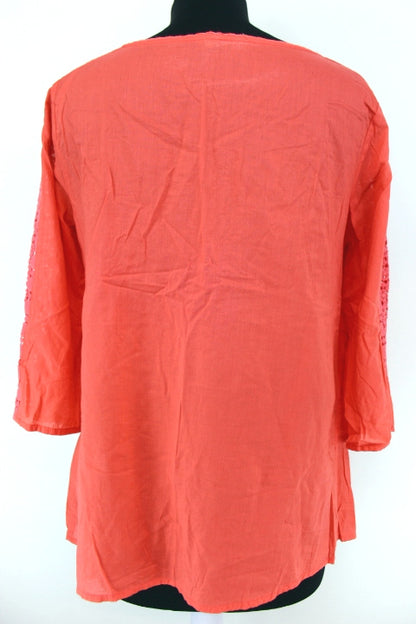 Tunique légère - Décolleté plongeant - Manches 3/4 avec dentelle - DDP - Taille S - Friperie - Seconde main