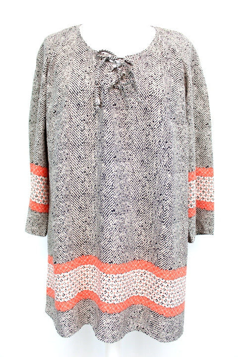 Tunique polyester manches trois quarts Formul taille 38 - friperie femmes, vêtements d'occasion, seconde main