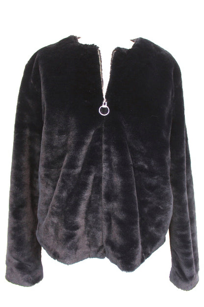 Veste demi-saison fausse fourrure Camaïeu taille 44 - friperie femmes, vêtements d'occasion, seconde main