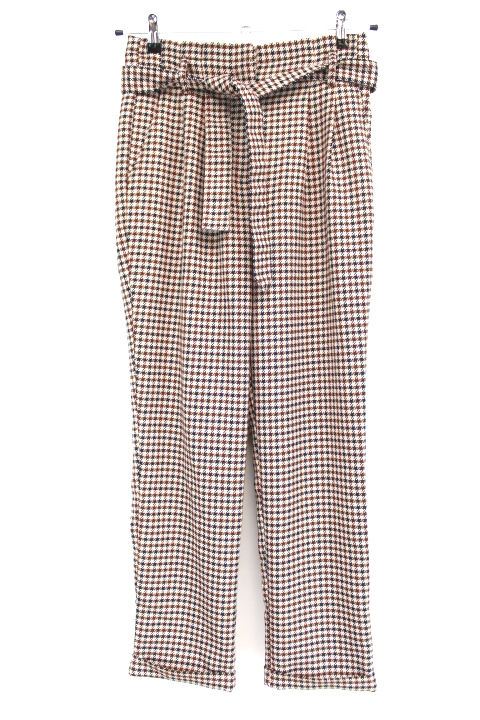 Pantalon façon pieds de poule avec ceinture élastique et poches avant - CACHE CACHE taille 38 - Vêtement de seconde main - Friperie en ligne