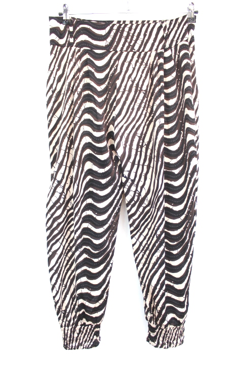 Pantalon zébré large ZARA taille L avec ceinture à passants - Vêtement de seconde main - Friperie en ligne