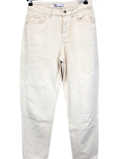 Pantalon over size en jeans avec fermeture éclaire et poches ZARA taille 36 - Vêtement de seconde main - Friperie en ligne