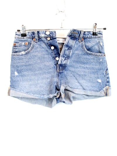 Short en jeans usé à boutons ZARA taille 36 - Vêtement de seconde main - Friperie en ligne