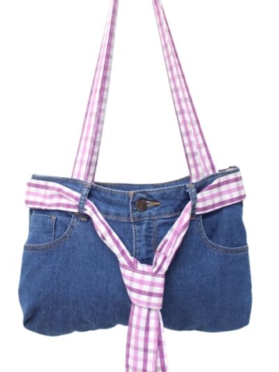 Sac à main en jeans avec 4 poches extérieures - Fait main - Friperie en ligne