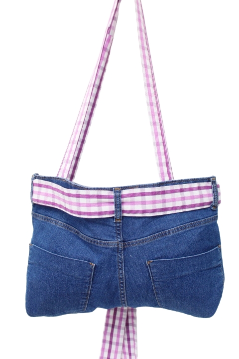 Sac à main en jeans avec 4 poches extérieures - Fait main - Friperie en ligne