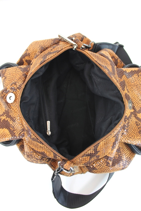 Sac bandoulière + anses rondes motif serpent avec 1 poche intérieure (possibilité d'enlever la bandoulière) - Accessoire de seconde main - Friperie en ligne