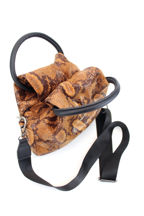 Sac bandoulière + anses rondes motif serpent avec 1 poche intérieure (possibilité d'enlever la bandoulière) - Accessoire de seconde main - Friperie en ligne