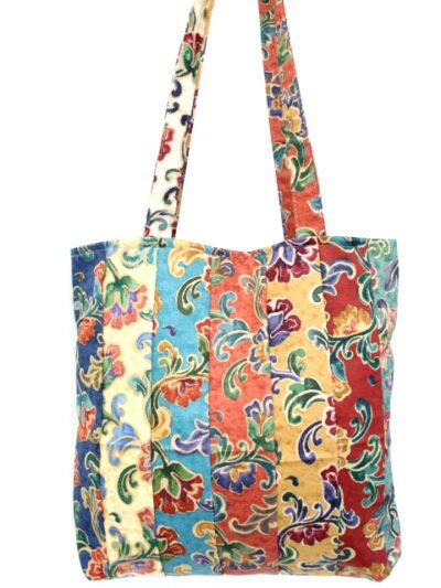 Sac double faces effet passementerie - Fait main avec tissus recyclés - Friperie en ligne